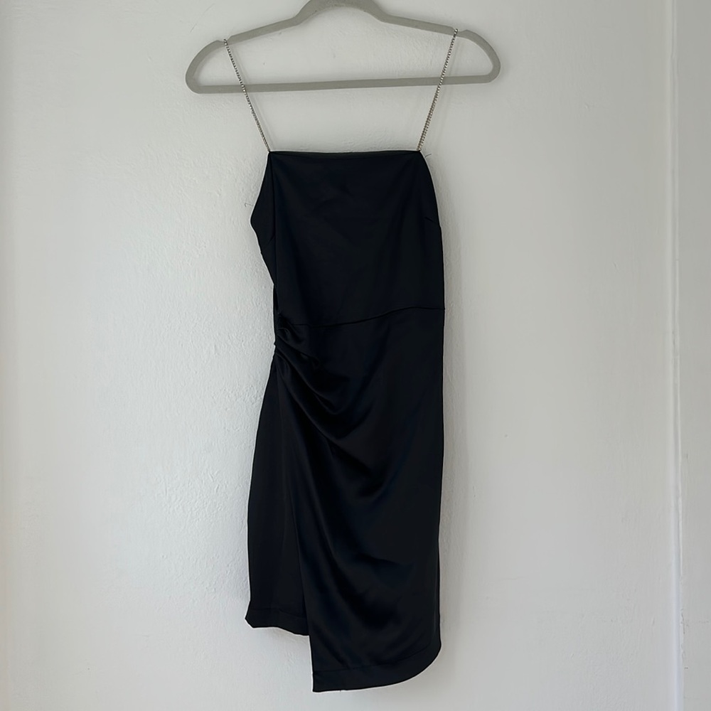 Zara Black Mini Dress XS with diamond straps